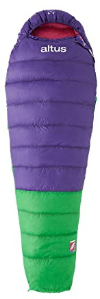 ANDES 400D Z80 | Temperatura da -8 a +10ºC | Sacco a Pelo | Purpura | Forma Mummia | Penna | Montagna | Campeggio | Escursioni | Adulti | Unisex | Uomo e Donna