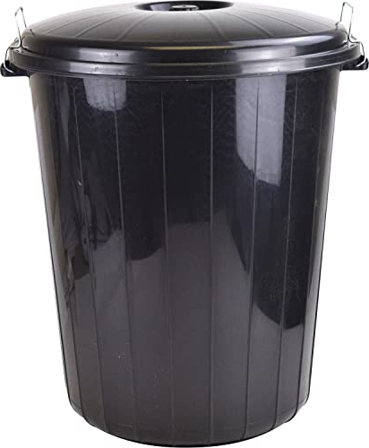 Sterling Ventures Large 70 Litres Heavy Duty Plastic Bin for Animal Feeds Storage Garden Waste Dustbin Indoor & Outdoor Use (Black 70L)