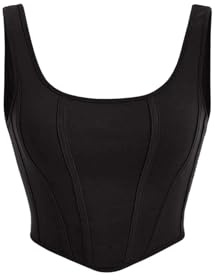 GORGLITTER Damen Sommer Crop Top Bauchfreies Oberteil Y2k 90s Tank Top Mit U-Ausschnitt Basic