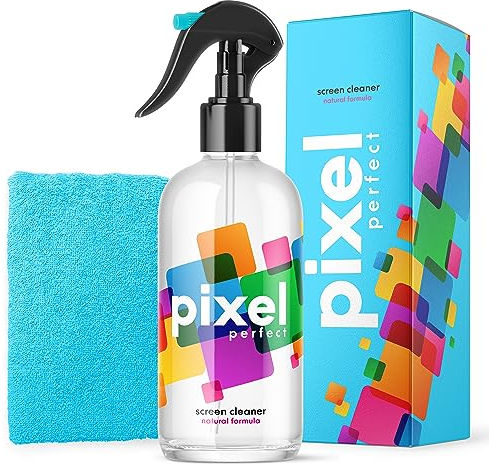 Pixel Bildschirmreiniger Spray 500ml – Streifenfrei & Antistatisch – Für TV, Monitor, Laptop, Handy – Natürlich & Alkoholfrei mit Mikrofasertuch