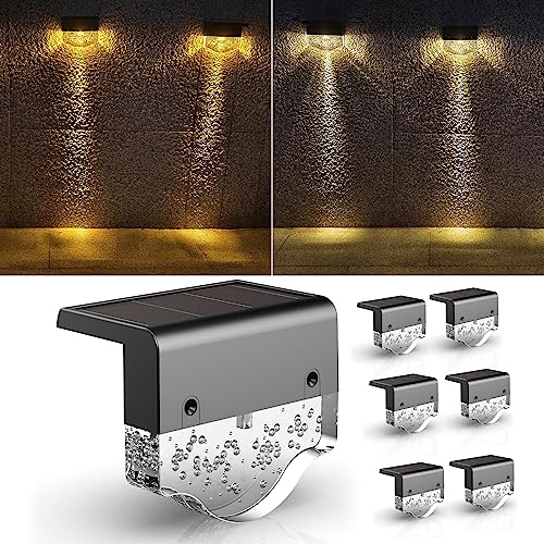 A.bigwhale Solarlampen für Außen Garten, Balkon Lampe Solarlichter Außen Wetterfest, Gartenbeleuchtung Solar für Terrasse Garten Stufen Treppen Zäune, 2 Modi LED Warmweiß/Gelb, 6 Stück