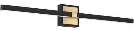 EGLO LED Wandlampe Peguera, geradlinige Spiegelleuchte | Badezimmer Spiegellampe aus Metall in Schwarz und Messing, Bad Spiegelbeleuchtung, warmweiß, IP44, 80 cm