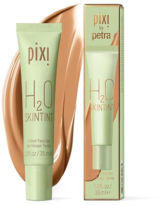 Pixi Beauty H2O SkinTint | Getönte Gel-Feuchtigkeitspflege | Leicht, Feuchtigkeitsspendend & Wasserresistent | Gleicht den Hautton aus & Reduziert Rötungen | Farbton: Nutmeg | 1,2 fl oz/ 35 ml