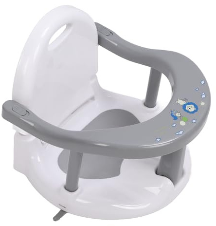 Seggiolino da Bagno per Neonati, Sedia da Bagno per Neonati con 4 Ventose Anti-ribaltamento per Doccia (Grigio)