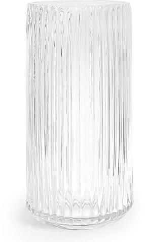 Aoderun Gerippte Glasvase 7.5 Zoll für Wohnzimmer, Esszimmer, Couchtisch, Küche, Büro, Regal - Hochzeit Party Dekor