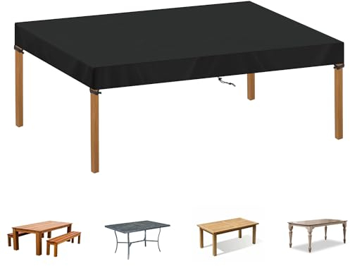 SIMPHAUS Funda Tablero Impermeable 170x100x15cm Funda Mesa Jardin Fundas Muebles Jardin Exterior Anti-UV Tela Oxford 420D Cubierta Mesa Exterior Resistente al Viento Funda Mesas Jardin