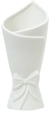 Ceramic Vase, Modern Simple White Decorative Flowers Vase, 22cm Height Wide Opening Wedding Rose Vase for Dinner Table, Nightstand