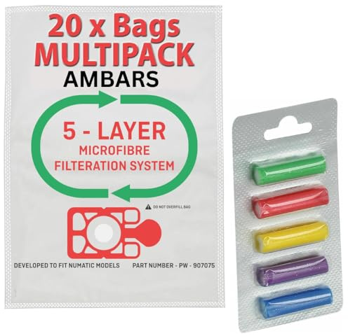 AMBARS 20 x HEPA Filter Henry Hoover Bags For Numatic Vacuum cleaner |Henry Hetty Microfibre Vacuum Bags + 5 FRESHENERS (PACK OF 20 BAGS)