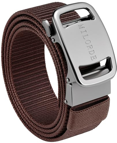 Milorde mäns spärrhakar nylonväv, 35 mm, taktiskt arbetsbälte med automatiskt spänne snabbfrigöring, helt justerbart, Tankbrun, 26-34”Waist Adjustable（100cm）