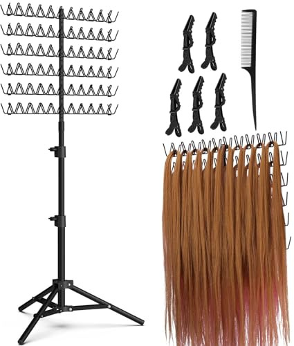 Support D'extension De Cheveux, Outils De Tressage De Cheveux Support Réglable Pour Tressage De Support En Métal Avec 120 Piquets Pour Stations De Salon De Coiffures Présentoir De Tresses