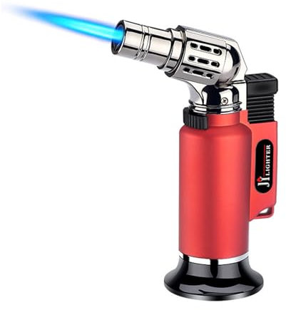 Jet Flame Storm Feuerzeug, 3 Jet Flame Feuerzeug mit Punch und Sicherheitssperre, Winddichtes Gas Nachfüllbares Butan Feuerzeug, Tolles Geschenk für Männer (gasfrei) (rot)