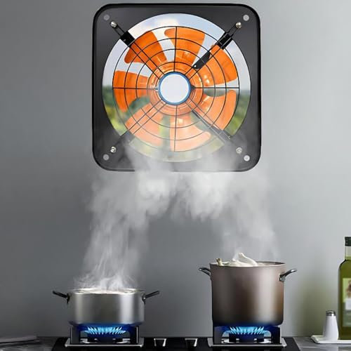 ICEMOB Black Extractor Fan Bathroom,Industrial Exhaust Fan with Switch,Wall Mounted Ventilation Fan,Double-Sided Grille,for Home,Garage,Warehouse,1400Rpm,16 inch