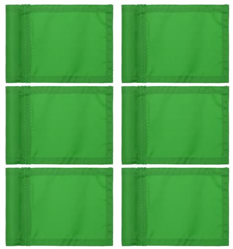 PATIKIL 7 x 5 Inch Golf Flag, 6 Pcs 420D Nylon Mini Garden Pin Flags Portable Target Flag with Tube Inserted for Outdoor Indoor Yard Backyard Garden, Green