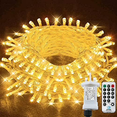 Lezonic 500LED Fairy Lights Plug in,53M/174ft String Lights Mains Powered | 8 Modes Remote Control Fairy Lights Indoor/Outdoor for Bedroom,Garden,Wedding,Party,Christmas Decorations(Warm White)