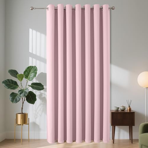 Joydeco Verdunkelungsvorhang 1 Stück,Vorhang Blickdicht mit Ösen Türvorhang H 210 x B 132 Thermovorhang Hellrosa Kälteschutz Hitzeschutz Blackout Curtain für Schlafzimmer Wohnzimmer