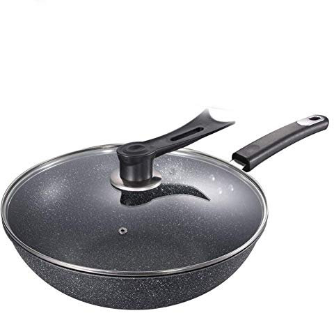 QTYQWC Padella Antiaderente ossidante con Coperchio-Padella di Medie Dimensioni per Carne, frittelle, ECC., con Coperchio in Vetro temperato e Manico Resistente al Calore, Padella Facile da Pulire