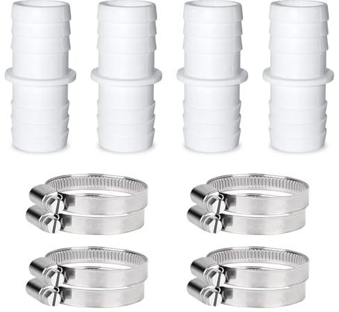 RYAN 4 Stück Poolschlauch 38mm Verbinder mit 8 Schlauchschellen Pool Schlauchverbinder Schlauchadapter Geeignet als Verbindung für Poolgarten und Poolrohr Schlauchverbinder