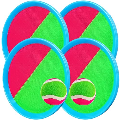Racchette Velcro. Racchettoni Da Spiaggia. Giochi Da Mare E Spiaggia – Gioco Di Lancio E Presa Con Velcro Impermeabile, 4 Racchette E 2 Palline – Giochi All Aperto Da Piscina Per Bambini E Adulti