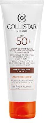 Collistar Crema Corpo Solare Protettiva SPF 50+, Alta Protezione, Anti-Macchie, Previene, Tratta e Corregge le Macchie Solari, Texture Leggera a Rapido Assorbimento, Water Resistant, 100 ml