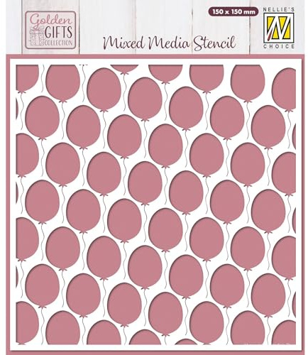Nellie's Choice Schablone Ballone Motiv von 15 x 15 cm - Wiederverwendbare Malschablone zum DIY, Scrapbooking, Karten Basteln, Bullet Journal und Basteln mit Papier