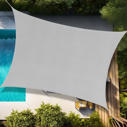 Voile d'ombrage Rectangulaire 3.5x3.5m Toile Ombrage HDPE Respirant Protection UV 95% pour Patio Jardin Terrasse Extérieur avec Corde, Gris (Tailles sur Mesure Disponibles)