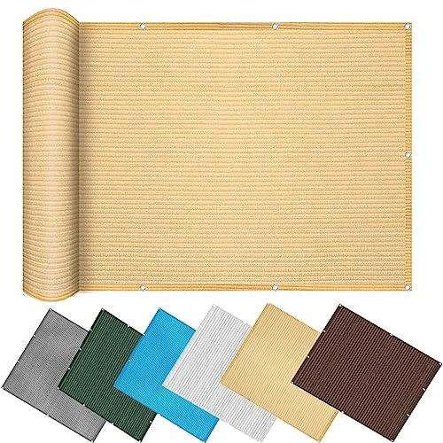 Vela ombreggiante in HDPE, 2,6 x 4 m, traspirante, con 4 corde, per patio, balcone, piscina e giardino, colore giallo sabbia