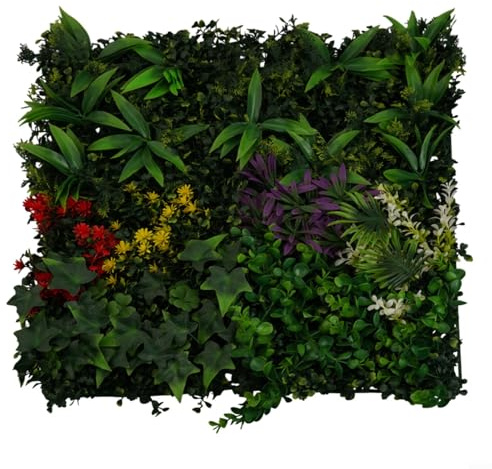 Paneles de pared de flores para jardines, follaje sintético resistente a los rayos UV, mejora la privacidad y la belleza al aire libre (A)