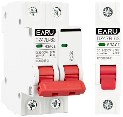 WANGBINGXING Disjoncteur Mini disjoncteur DZ47 DC 12 V, 24 V, 48 V, 36 V, Protection des pôles positifs et négatifs(1P,40A)