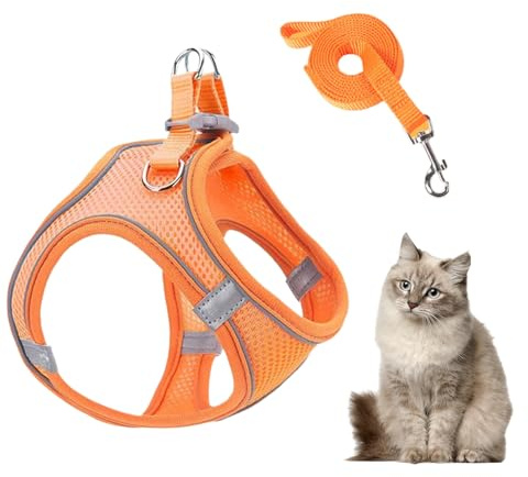 Katzengeschirr und Leinenset - Reflektierend Würgefrei Sicherheitsgeschirr - Atmungsaktives Reflektierendes Welpen Katzen Geschirr Für Training Auto Reisen Wandern
