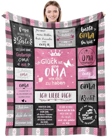 TDDKFB Geschenk für Oma Decke 150 * 200cm von Enkel Enkelin,Beste Oma GeburtstagWeihnachtens Geschenk Kuscheldecke Decke,Omi/Großmutter Super Weiche Flanelldecke Wohndecke Schlafdecke Geschenkideen