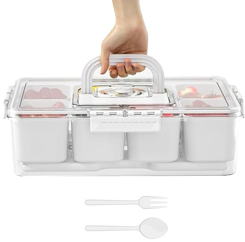 Snack Box - Snackle Box Container with Ice Pack | Reusable Serving Tray Platter 8-Compartment for Picnic School Charcuterie Candy Camping Outdoor Lunch