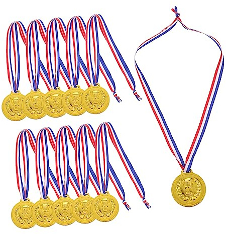 PRETYZOOM 12 Stück Teiliges Sport Medaillen Goldfarben Kinderbelohnung Party Preise Glatte Kanten Langlebig für Wettbewerbe Klassenzimmer Auszeichnungen