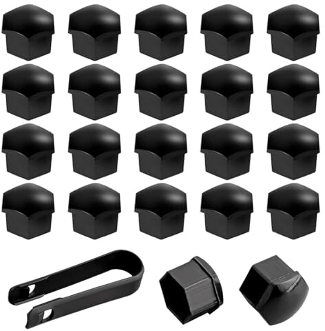 LACHT 20Pcs 17Mm Écrou De Roue Capuchon Boulon Couvre Universel Hexagonal Pneu Écrou Couvre Boulon Couverture Voiture Roue Caps Noir Avec Outil De Démontage.