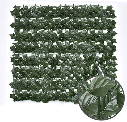 Pannelli da parete in erba artificiale, recinzione sintetica, foglie di edera sintetica, 90 x 300 cm, decorazione da giardino, supporto in rete, soluzione per la privacy all'aperto