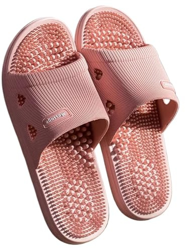 Massagetofflor sommartofflor för män PVC-massage halkfria enfärgade bekväma badrumsskor cool pool (rosa, 40–41)