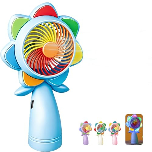 LUKIUP Mini Ventilador de Mano Floral, Ventilador USB Recargable Portátil Silencioso con Luz Nocturna, Ventilador de Bolsillo para Oficina Viaje Playa Verano