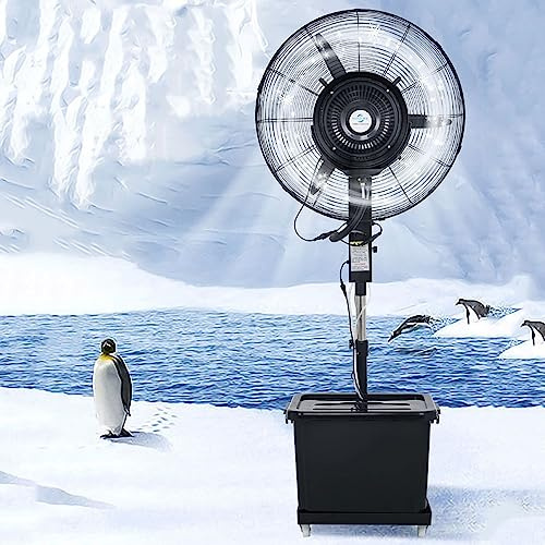 KaBuea Ventilatore a piantana in metallo con nebulizzatore e ruote, oscillazione a 90°, 3 velocità e serbatoio capiente da 42 litri, ventilatore industriale per esterni e patio(One Color,71c