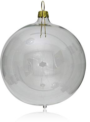 Lauschaer Glas Christbaumkugeln klarglas mit Schmuckhütchen 2 Stück d 12cm Christbaumschmuck Weihnachtsbaumschmuck mundgeblasen
