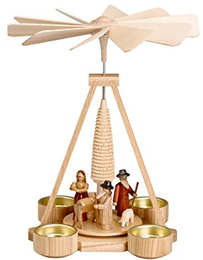 Rudolphs Schatzkiste Pyramide Christi Geburt Natur Teelicht BxHxT 19,5x25x19,5cm NEU Holzpyramide Weihnachtspyramide Designpyramide Tischpyramide Wärmespiel Tischdeko Dekoration Weihnachten