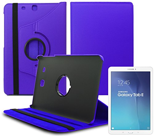 Gadget Giant Samsung Galaxy Tab E 9,6 (T560 – t561) Smart atril – Plain azul PU cuero A medida 360 Degree funda giratoria Folio con incorporado sueño y despierto característica con pantalla de cristal templado vidrio