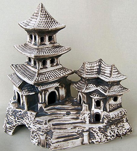 ZooPaul Deko Aquarium China XXL Höhle Teehaus Fische Keramik Dekoration Tempel Terrarium