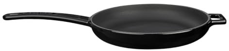 Lava Cookware Fonte Émaillée Poêle grill avec poignée en métal, ronde, 20 cm, noir
