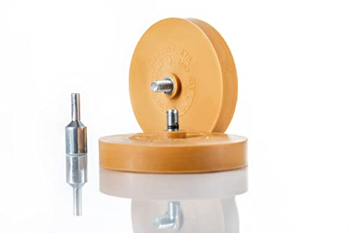 BenBow Folienradierer 2 Stück 90mm inkl. Adapter – Aufkleber Entferner für Bohrmaschine & Akkuschrauber – Entfernt zuverlässig Folien, Vignetten, Zierstreifen & Klebereste am Auto & Motorrad