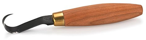 Flexcut Wood Carving Knife | Single Bevel Sloyd Hook Knife | Wood Carving Tools for Spoons & Hollowing Bowls | 1095 High Carbon Steel Blades | Ergonomic Cherry Hardwood Handle | KN52 | Made in the U.S