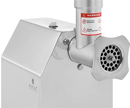 Royal Catering RCFW 140-850ECO Fleischwolf Elektrisch Edelstahl Fleischmaschine (140 kg/h, 850 W, Reverse-Funktion, Lochgröße 6/8 mm) ECO