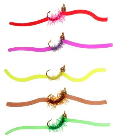 CUTICATE 5 Stücke Mischfarben Weiche Squirmy Würmer Forelle Fliegen San Juan Wurm Regenwurm Köder - Pack 2