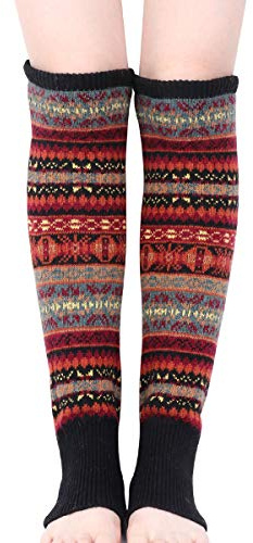 Kordear Women Leg Warmers - Winter Warm Knee Leg Warmer Ladies Crochet Knitted Long Boot Cuffs Socks Soft Cosy Ankle Warmer Footless Knee Socks with Bohimina Pattern for Women Girls Yoga UK