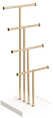 Amazon Basics Blatt Schmuckständer, Baum-Design, 4 Ebenen, Weiß/Messing