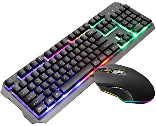 ARCH Wired Kit Tastiera E Mouse E Retroilluminazione Computer Tastiera Gaming Meccanica Desktop Notebook Tastiere da Gioco Esterna USB for Windows, Computer Desktop PC Portatile (Color : Black)