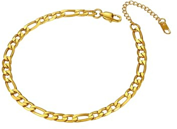 Richsteel Fußkette für damen Sommer Fußkettchen Panzerkette Figarokette Weizenkette Fußschmuck verstellbare Fußkette mit Geschenkebox